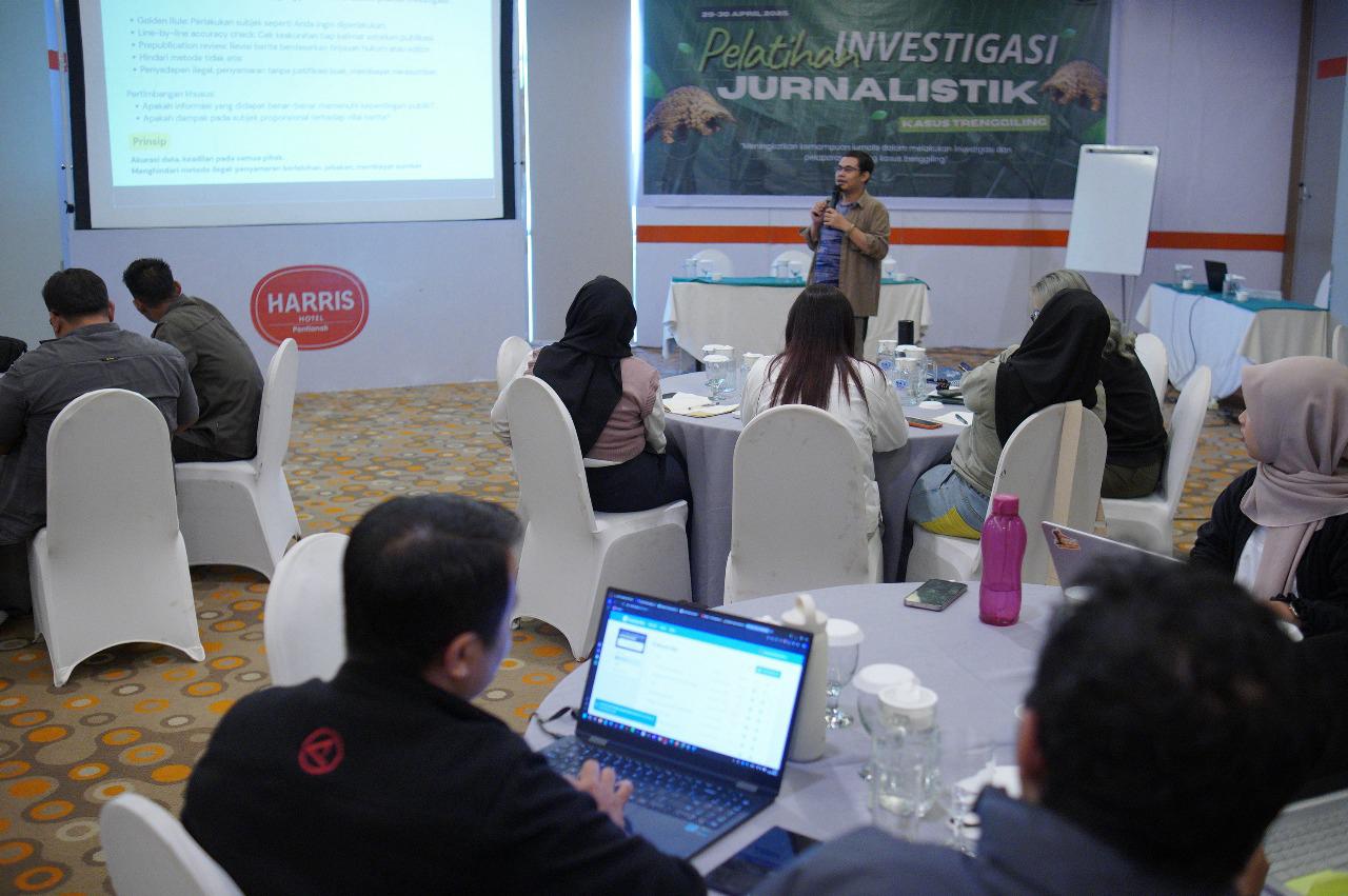 forum pelatihan investigasi jurnalistik tematik trenggiling pada 29-30 April 2024